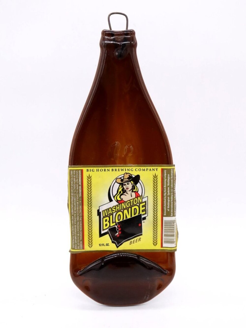 Big Horn Brewing Washington Blonde Melted Flattened Beer Bottle Wall Hanging Art